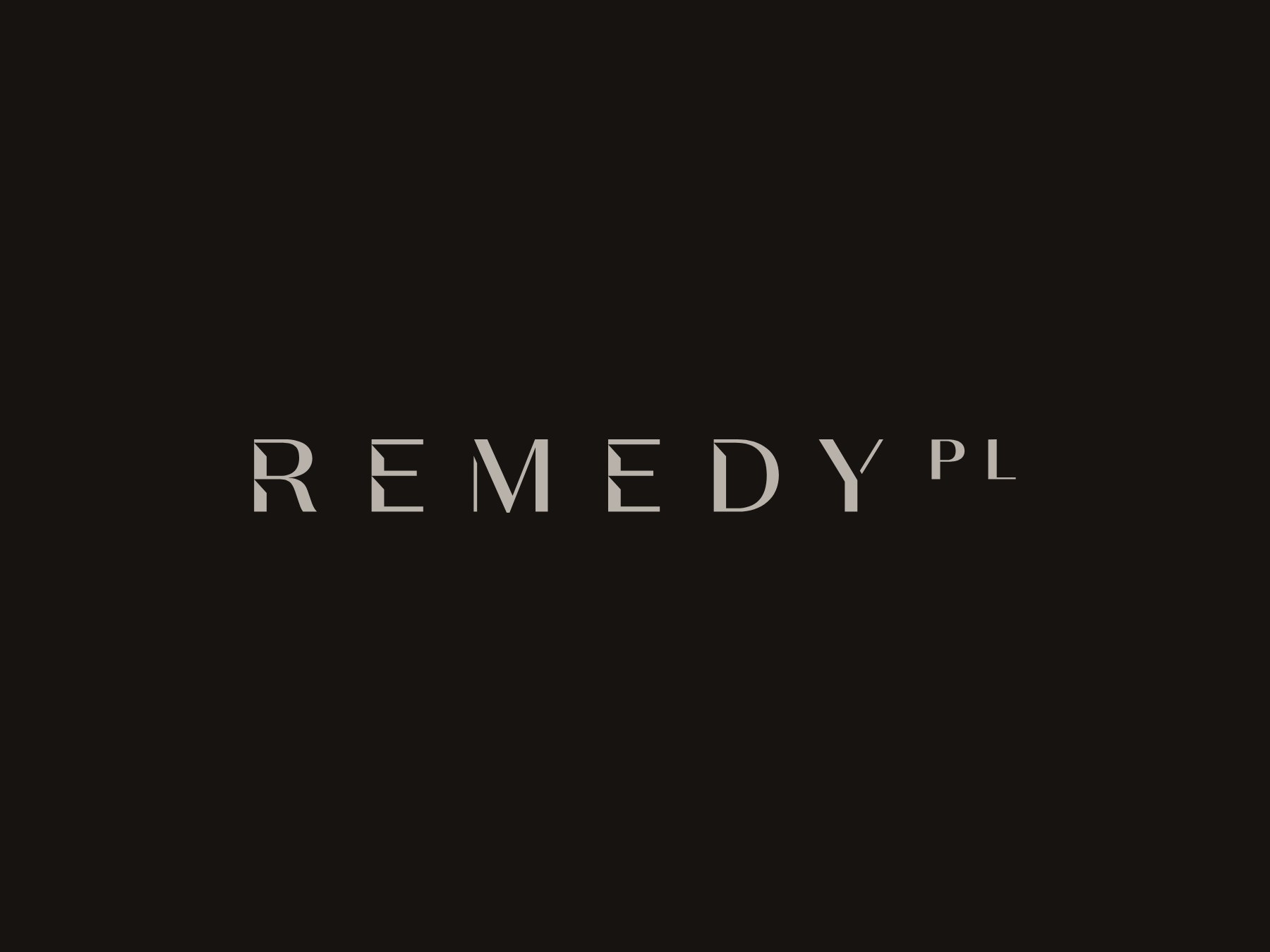 Remedy Place — bone wordmark on near-black